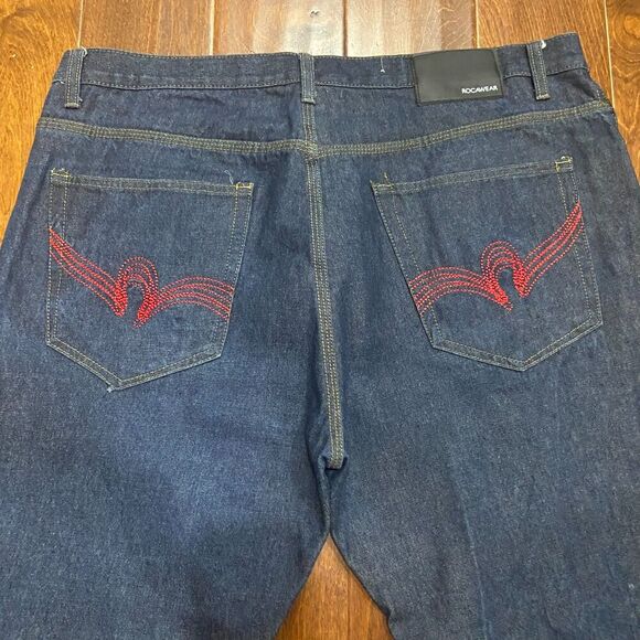 Rocawear Vintage Y2K Embroidered Straight Navy Blue Jeans Mens Size 38 x 30 - Picture 7 of 12